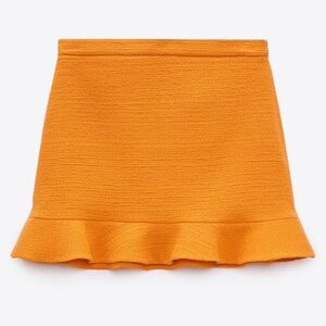 Zara Women's Orange Ruffle Skirt